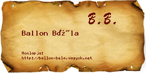 Ballon Béla névjegykártya